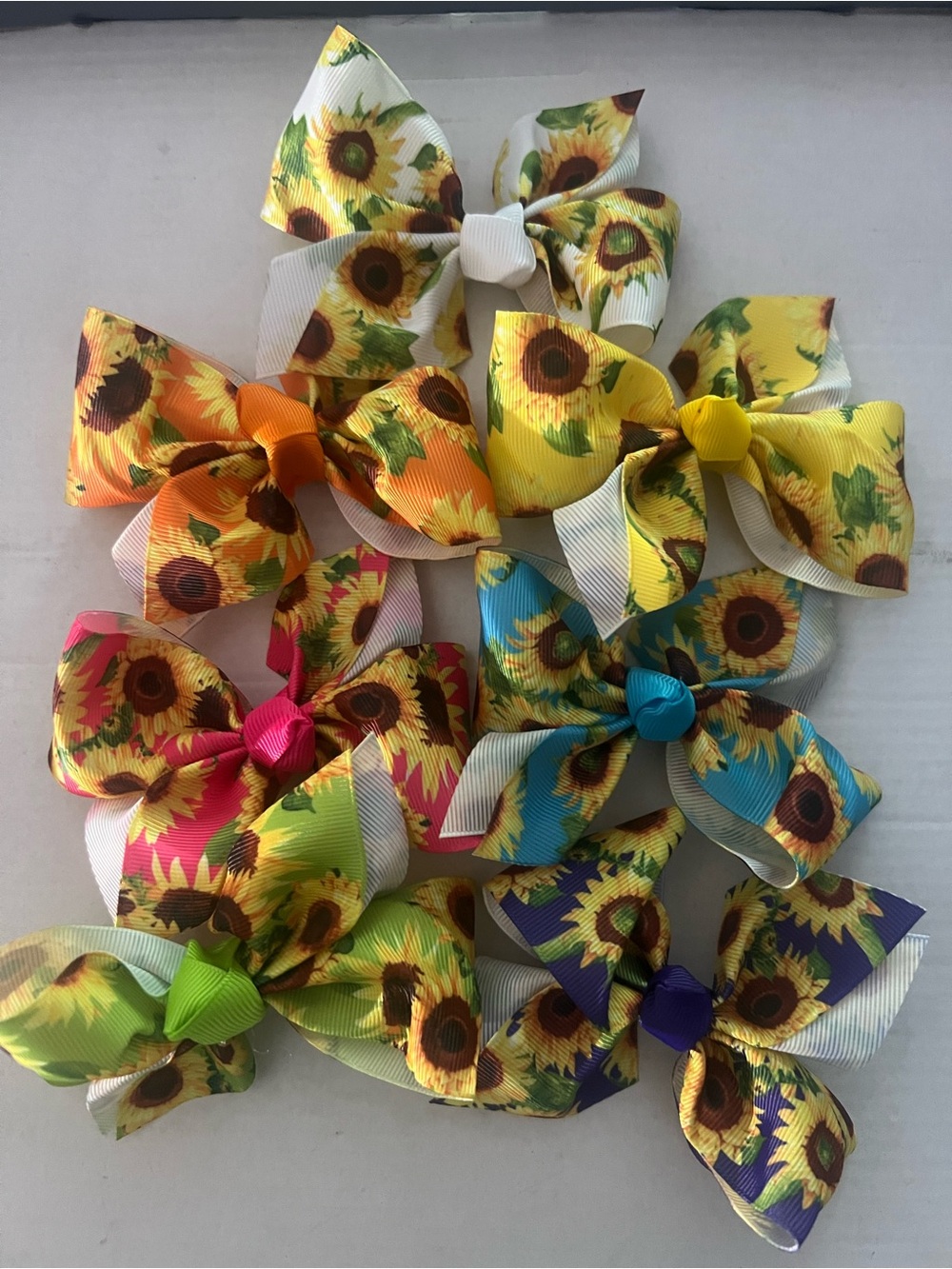 Sunflower Print Grosgrain Hair Bows - 2pk of any 1 color. Alligator Clip